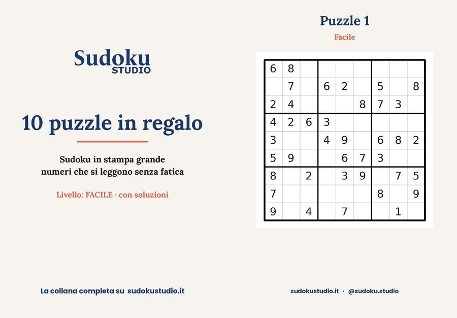 Anteprima del PDF: la copertina e il puzzle numero 1